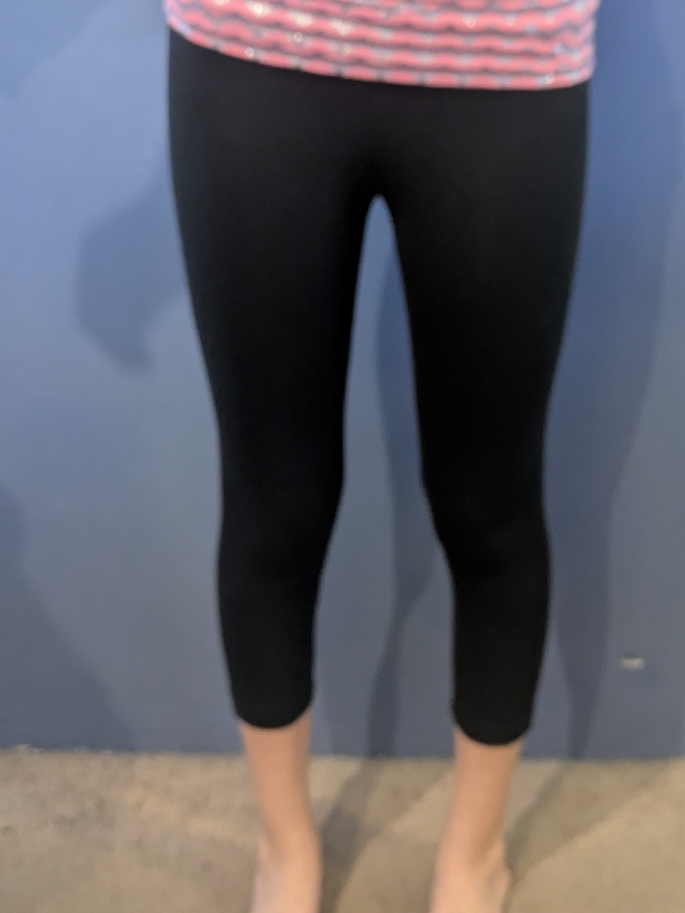 So Small Yoga Capri Pants Black Pant Pink & Silver Chevron Stripe Fold Over Top